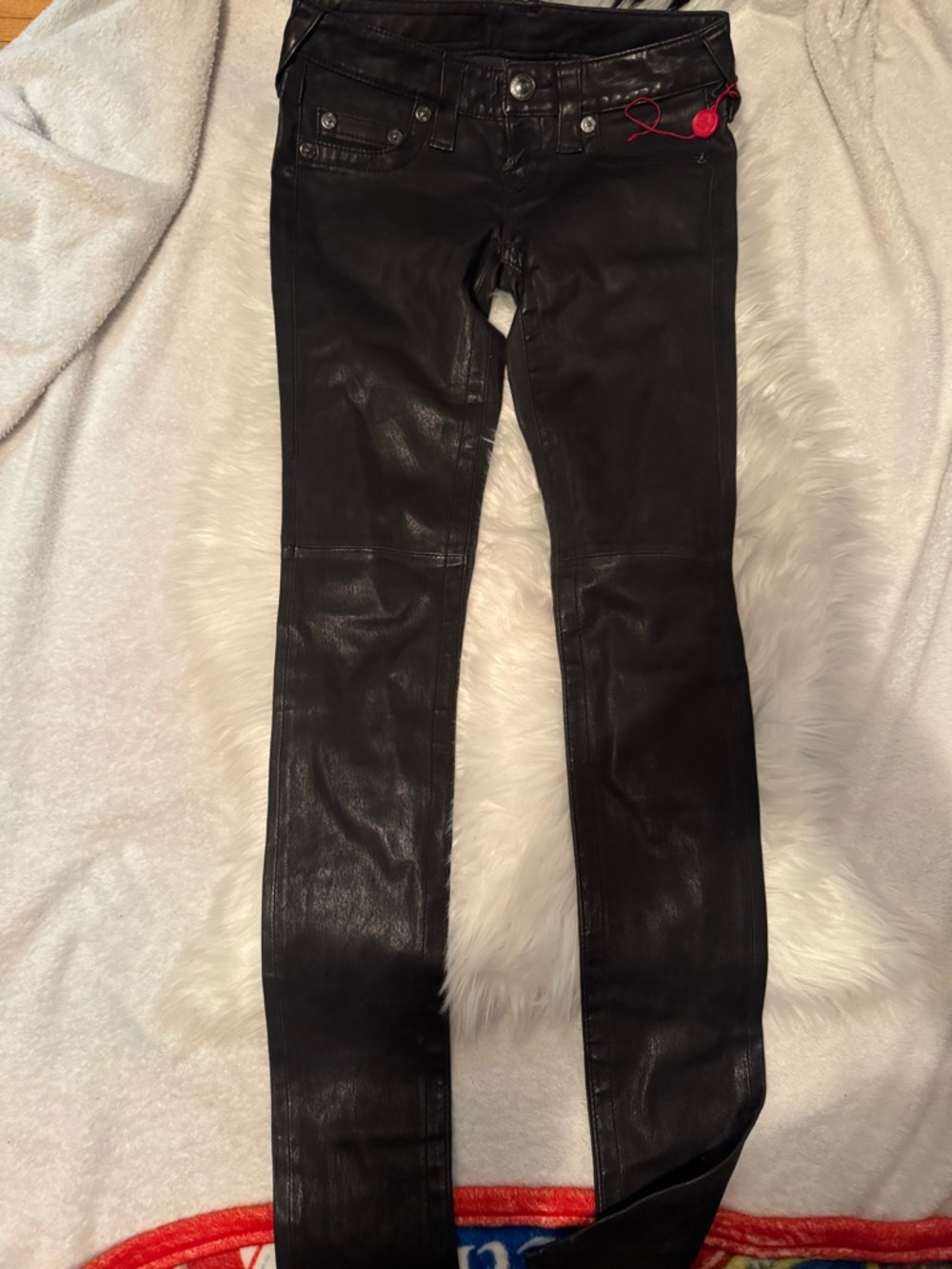True Religion Black Leather Pants